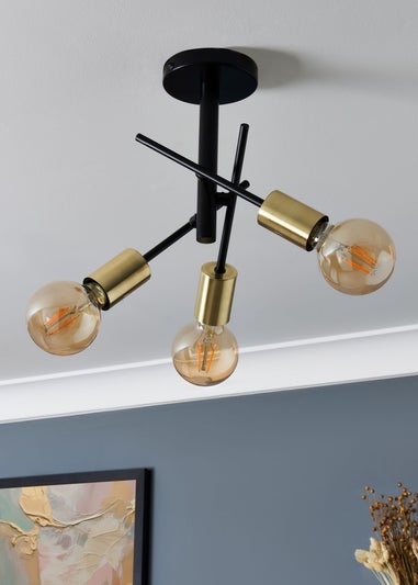 Inlight Tribecca Semi Flush 3LT Ceiling Light (48cm x 48cm x 21cm)