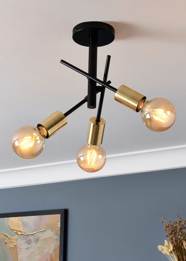 Inlight Tribecca Semi Flush 3LT Ceiling Light (48cm x 48cm x 21cm)