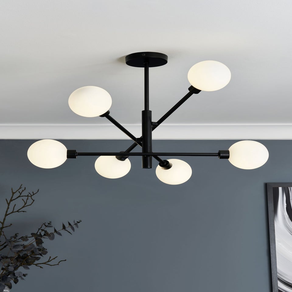 Inlight Nova Semi Flush Ceiling Light Black (56cm x 60cm x 60cm)