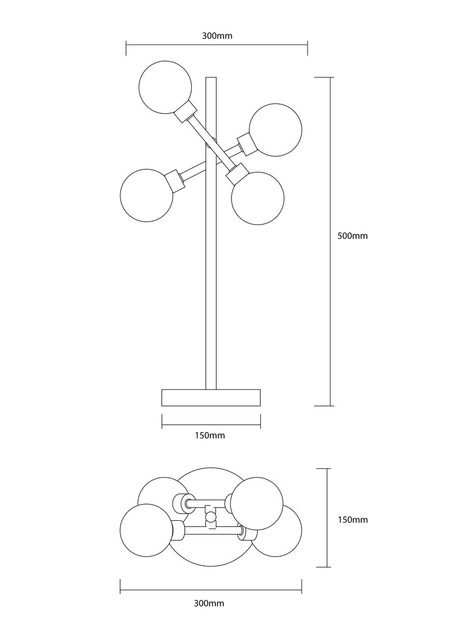 Inlight Nova Brass Table Lamp (50cm x 15cm x 15cm)
