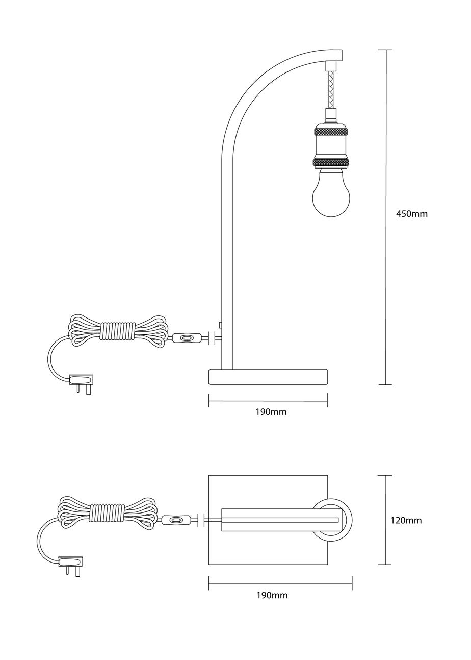 Inlight Hanging Bulb Table Lamp (45cm x 16cm x 12cm)
