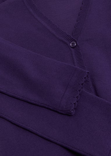 Girls 2 Pack Purple Scallop Edge School Cardigans (3-13yrs)