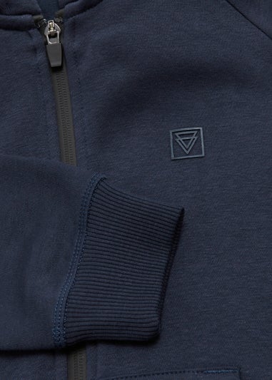 Boys Navy Mesh Zip Up Hoodie (4-16yrs)