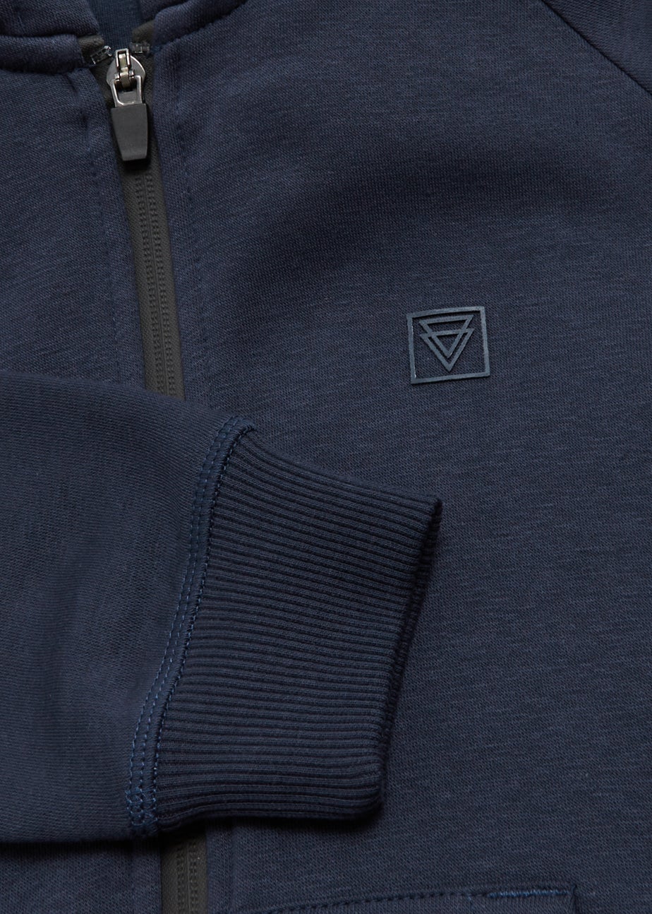 Boys Navy Mesh Zip Up Hoodie (4-16yrs)