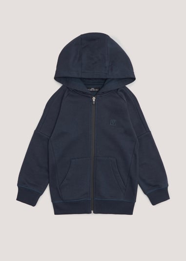 Boys Navy Mesh Zip Up Hoodie (4-16yrs)