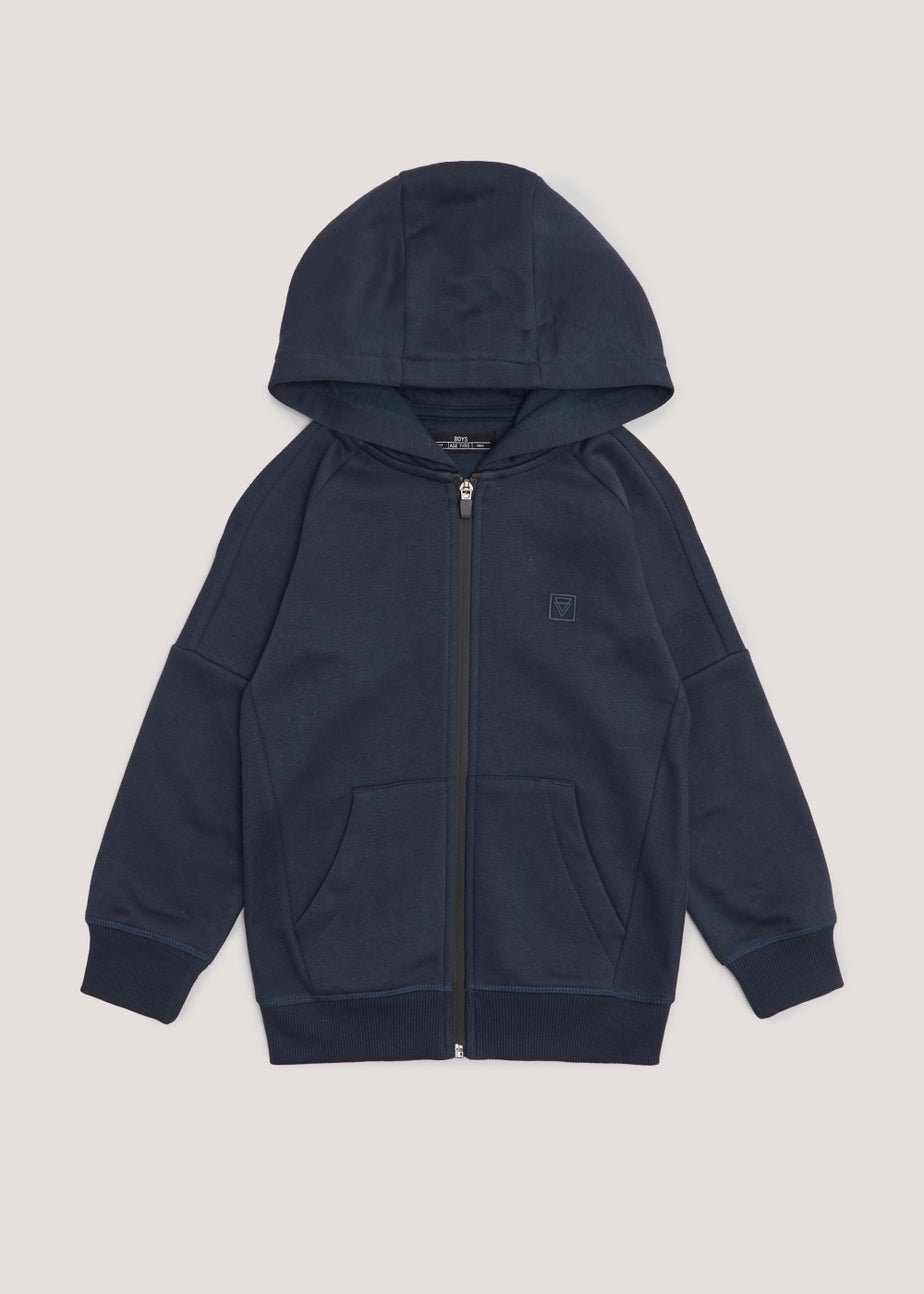 Boys Navy Mesh Zip Up Hoodie (4-16yrs)