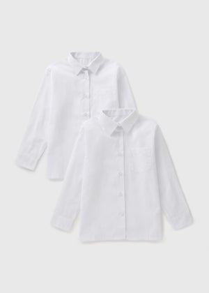 Girls 2 Pack White Long Sleeve School Blouses (4-16yrs)