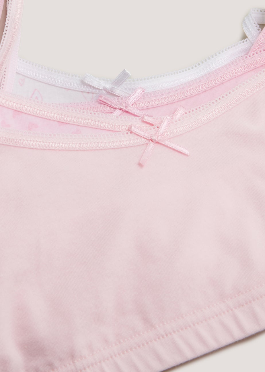 Girls 5 Pack Pink Plain & Floral Crop Tops (4-13yrs)