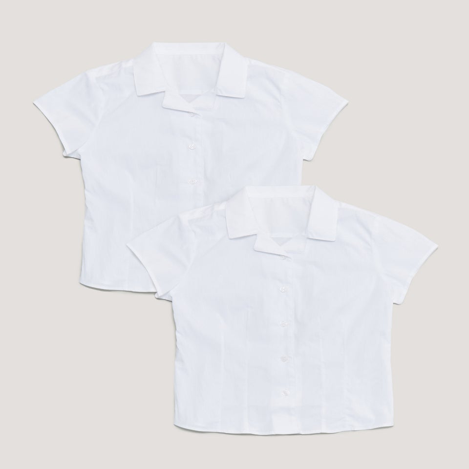Girls 2 Pack White School Blouses (8-16yrs)