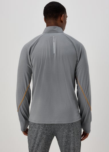Souluxe Grey & Orange Half Zip Sports Sweatshirt