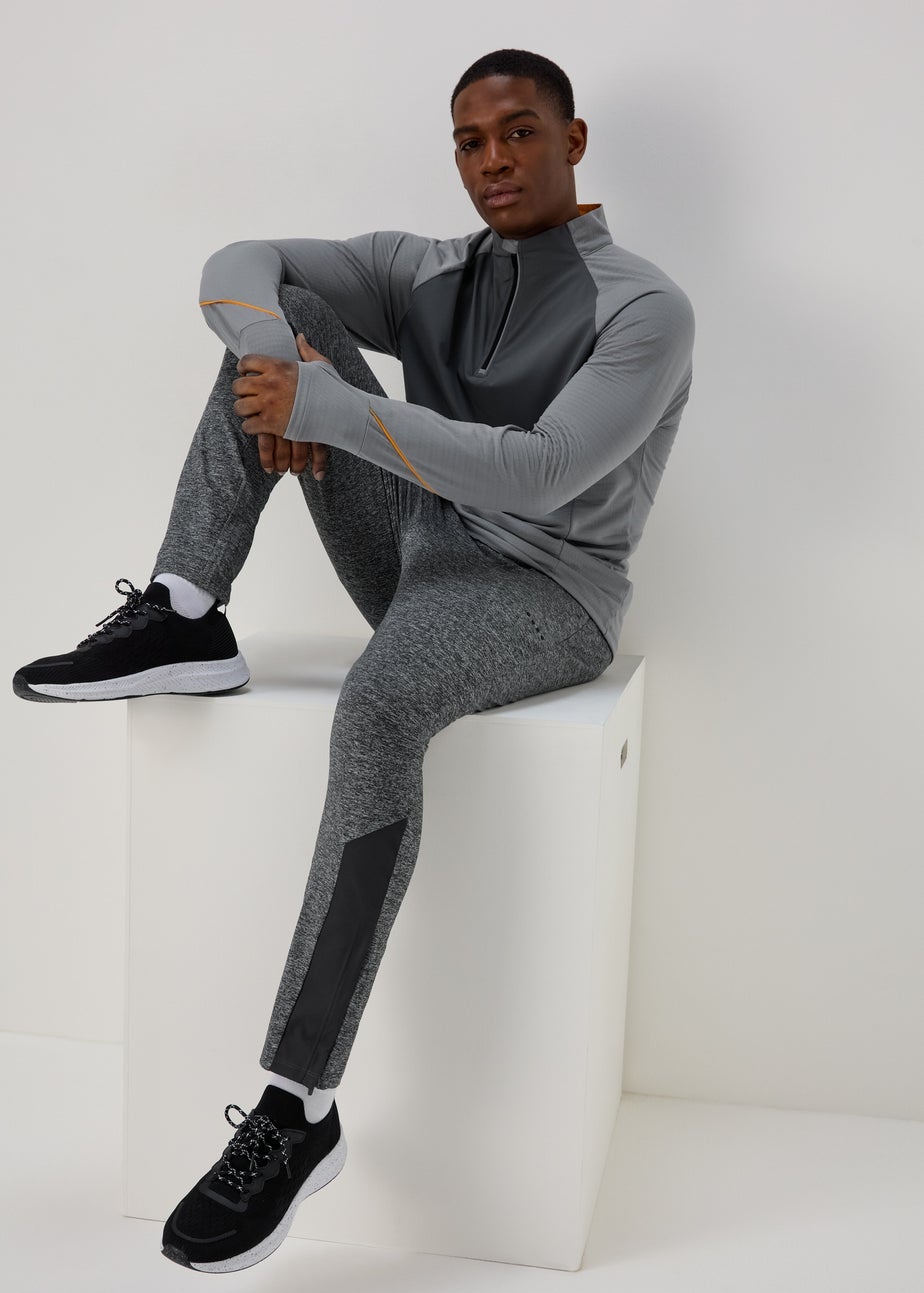 Souluxe Grey & Orange Half Zip Sports Sweatshirt