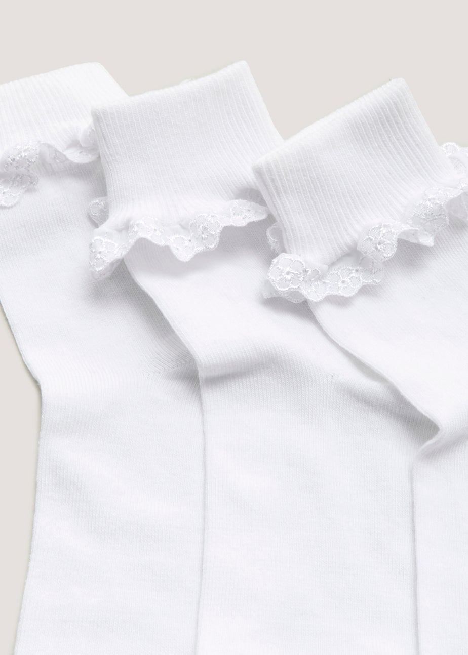 Kids 3 Pack White Lace Socks (Younger 6-Older 3.5)