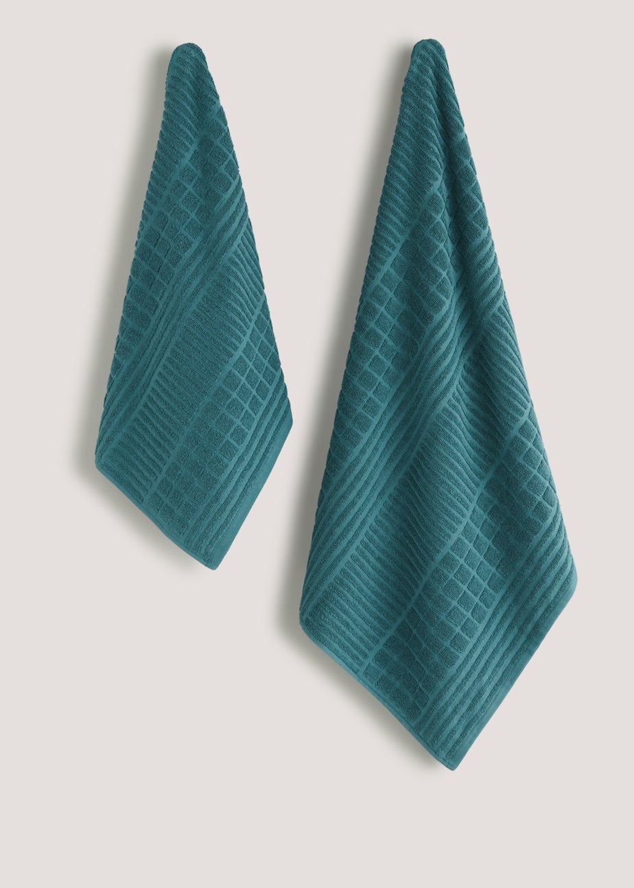 2 Pack Teal Textured Bale 100% Cotton Towels