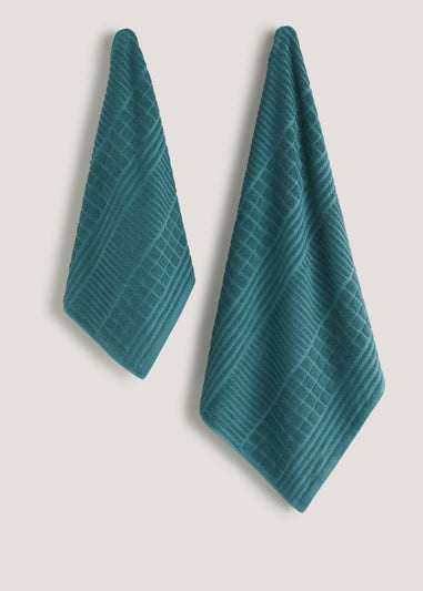 2 Pack Teal Textured Bale 100% Cotton Towels