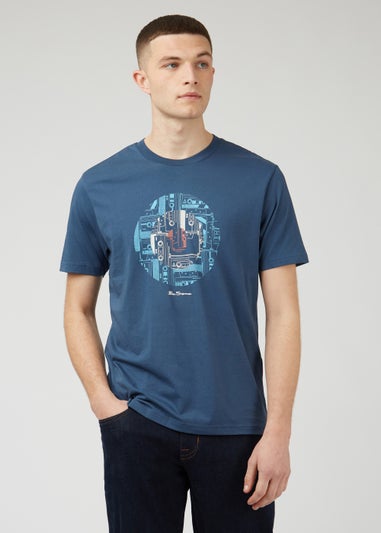 Ben Sherman Blue Retro Print T-Shirt