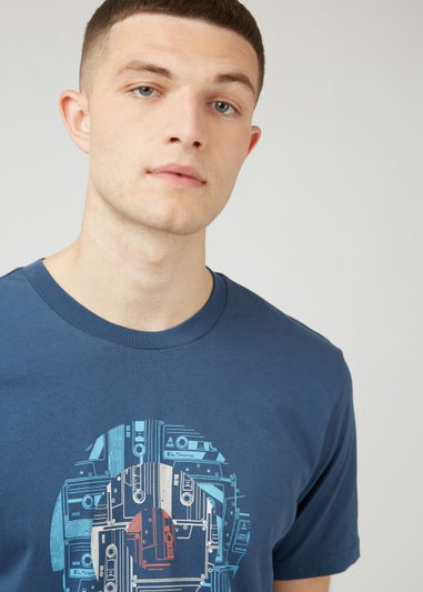 Ben Sherman Blue Retro Print T-Shirt