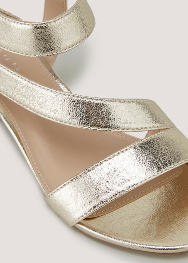 Gold Wide Fit Block Heel Sandals