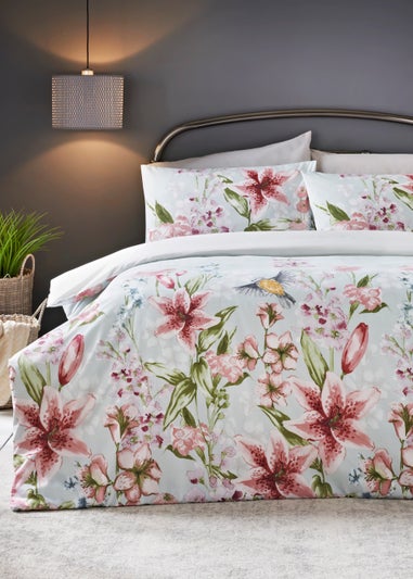 Duck Egg Floral Duvet Cover
