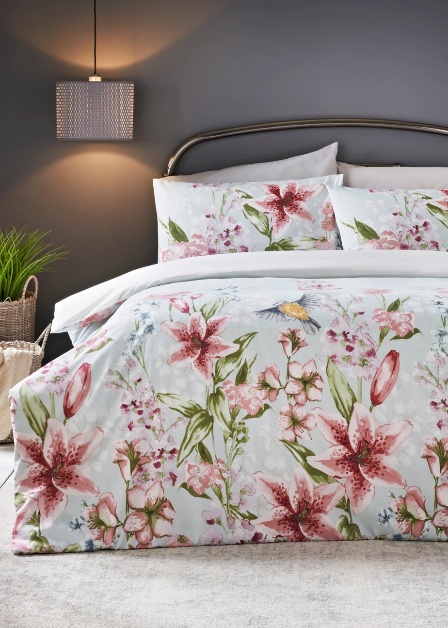Duck Egg Floral Duvet Cover