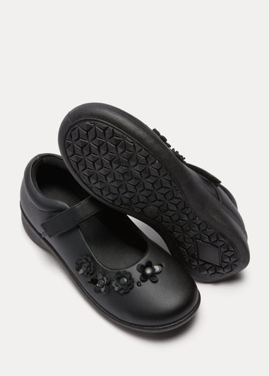 Girls Black PU Mary Jane Scuff Resistant School Shoes (Younger 8-Older 3)