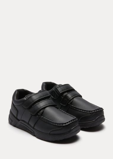 Boys Black Chunky Scuff Resistant School Shoes (Younger 7-Older 6)