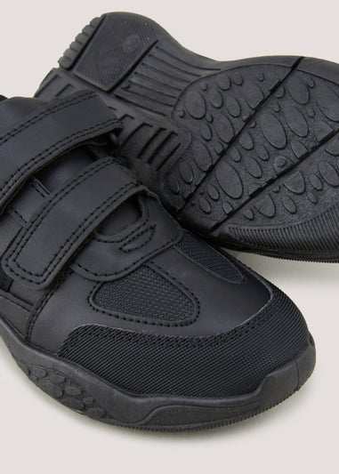 Boys Black Scuff Resistant School Trainers (Younger 10-Older 6)