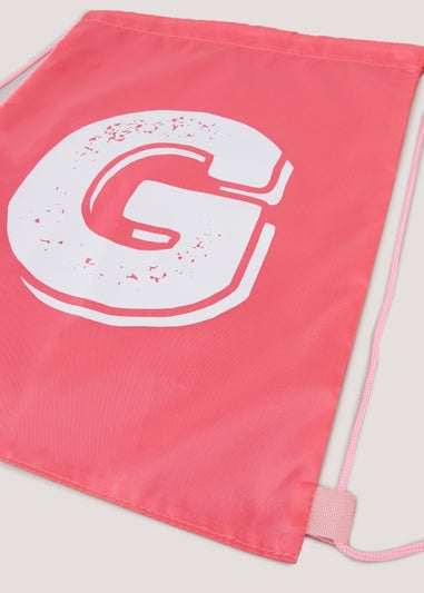 Kids Pink Alphabet Drawstring Bag