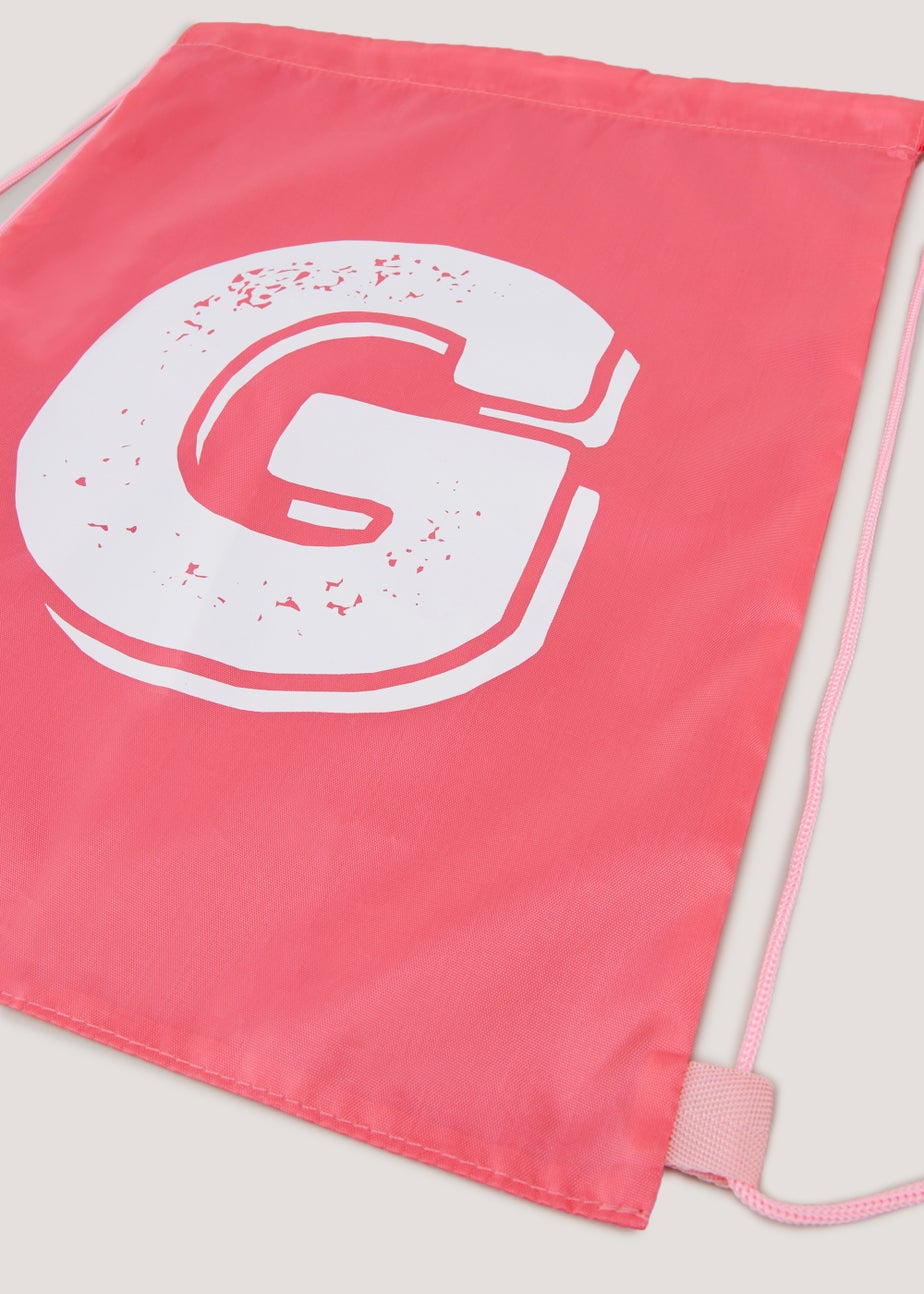 Kids Pink Alphabet Drawstring Bag