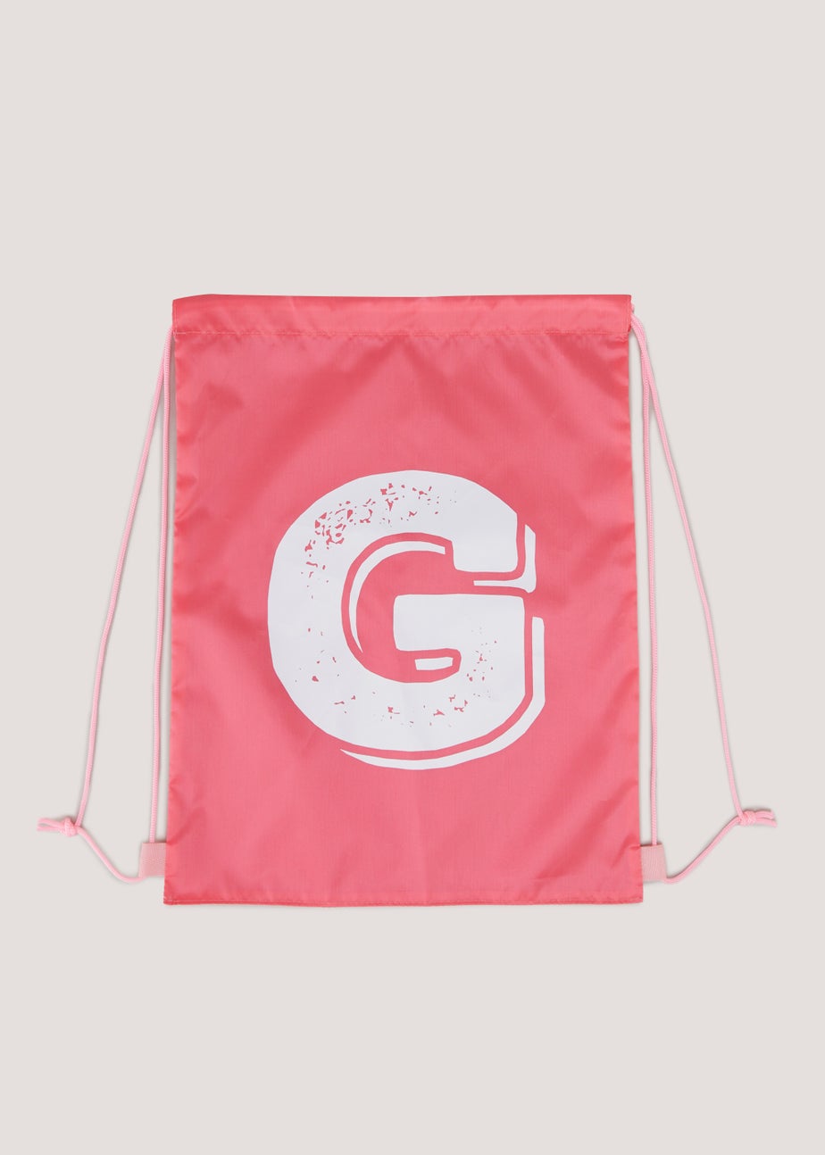 Kids Pink Alphabet Drawstring Bag