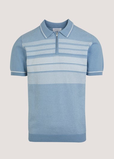 Blue Textured Polo Shirt