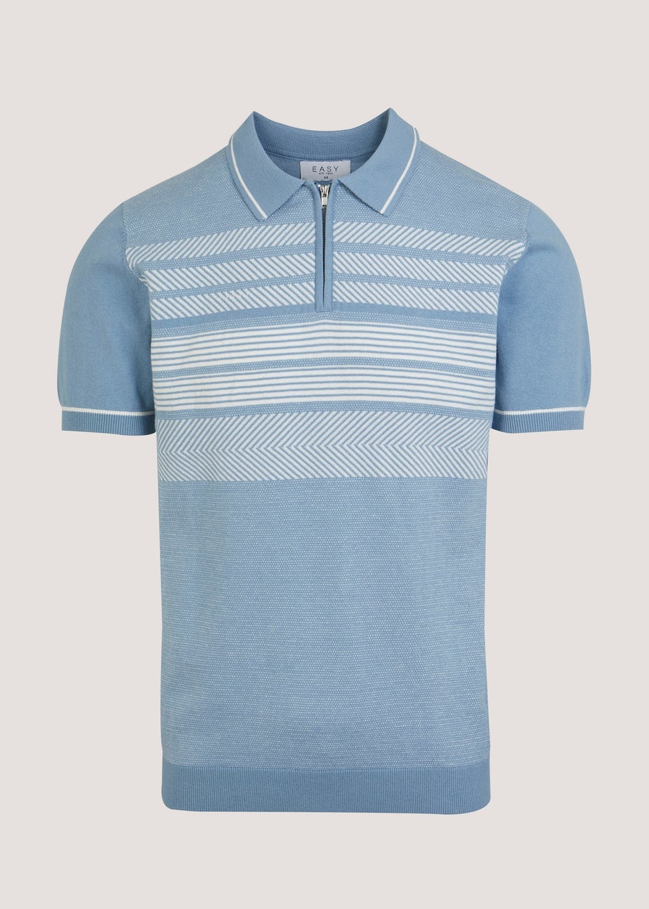 Blue Textured Polo Shirt