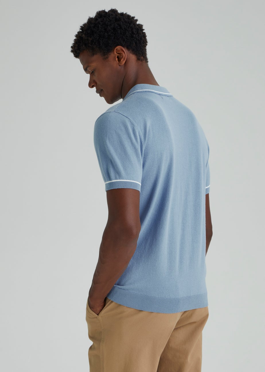 Blue Textured Polo Shirt