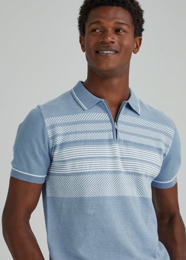 Blue Textured Polo Shirt