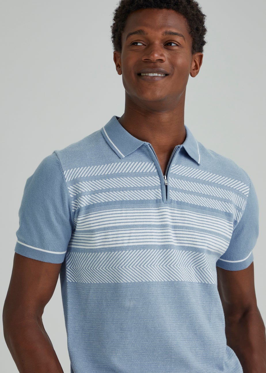 Blue Textured Polo Shirt