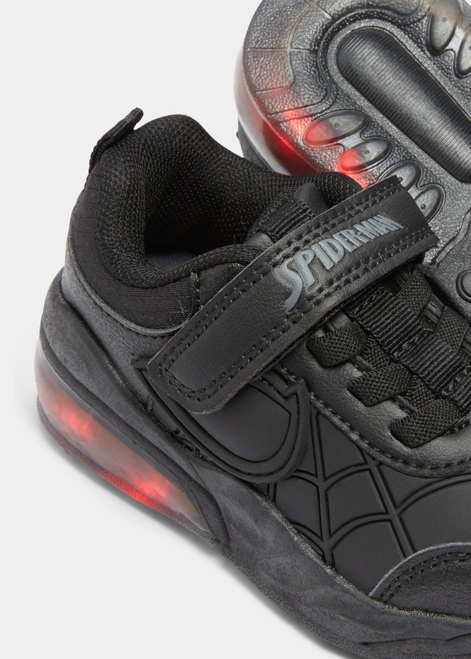 Kids Black Marvel Spiderman Light Up School Shoes (Younger 6-12)