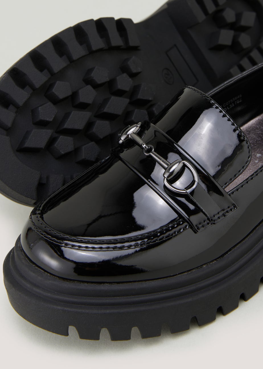 Girls Black Patent Chunky Snaffle Loafer School Shoes (Younger 10-Older 5)