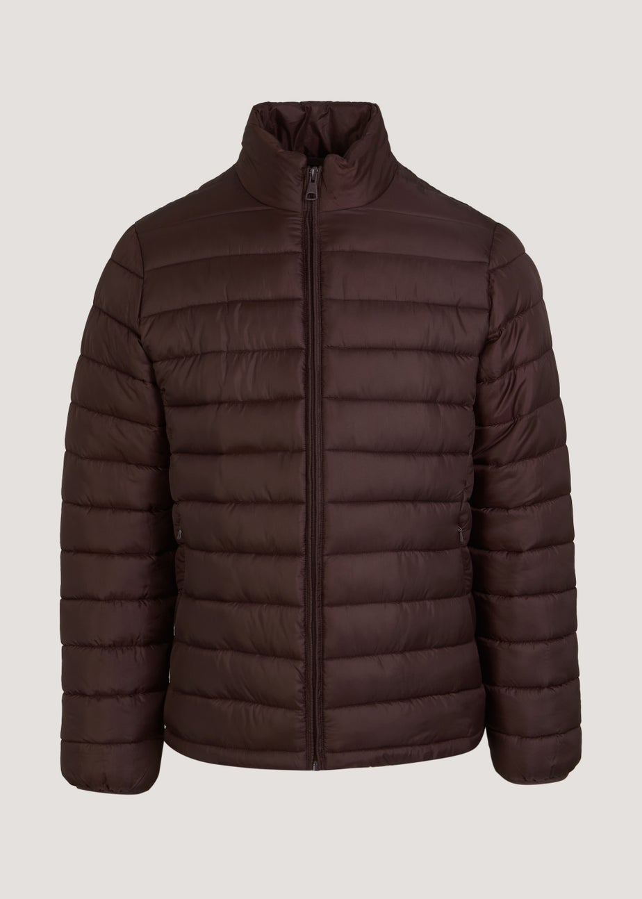 Burgundy Funnel Neck Packable Puffer Coat