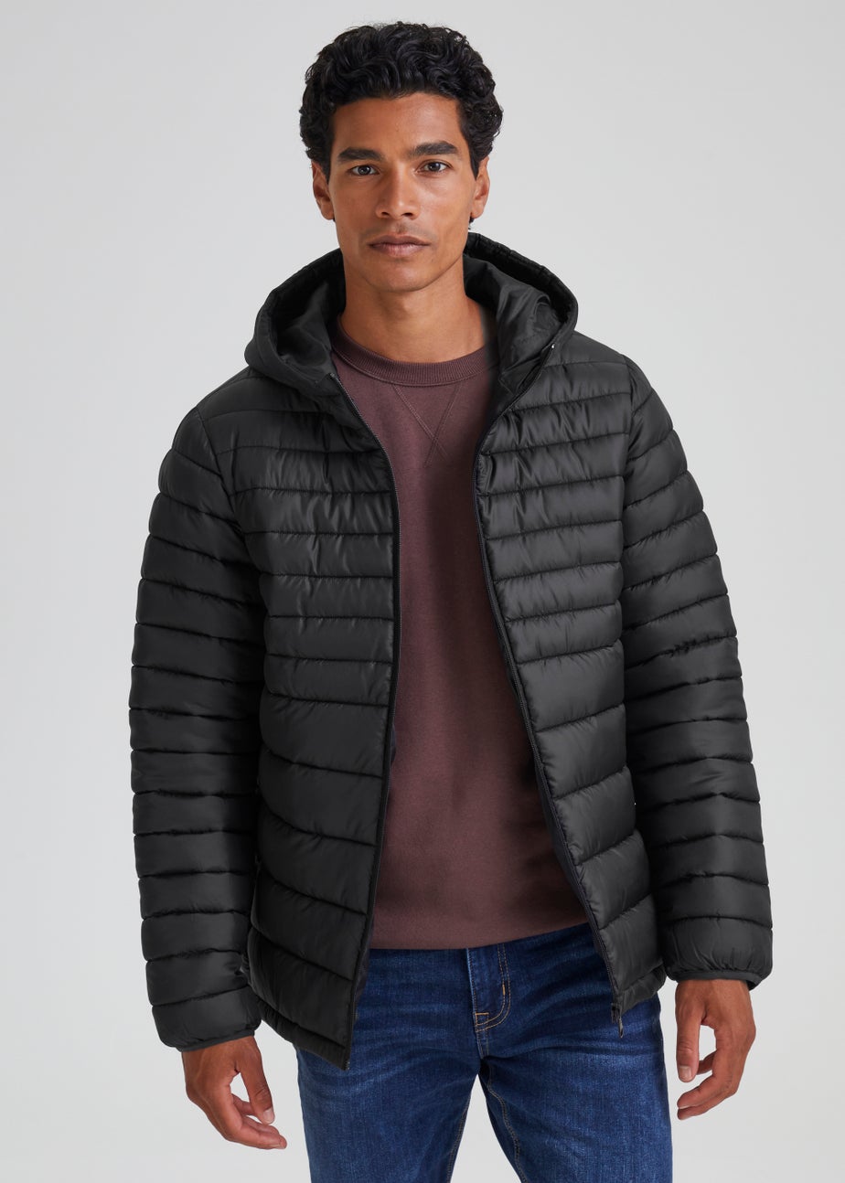 Black Hooded Puffer Coat