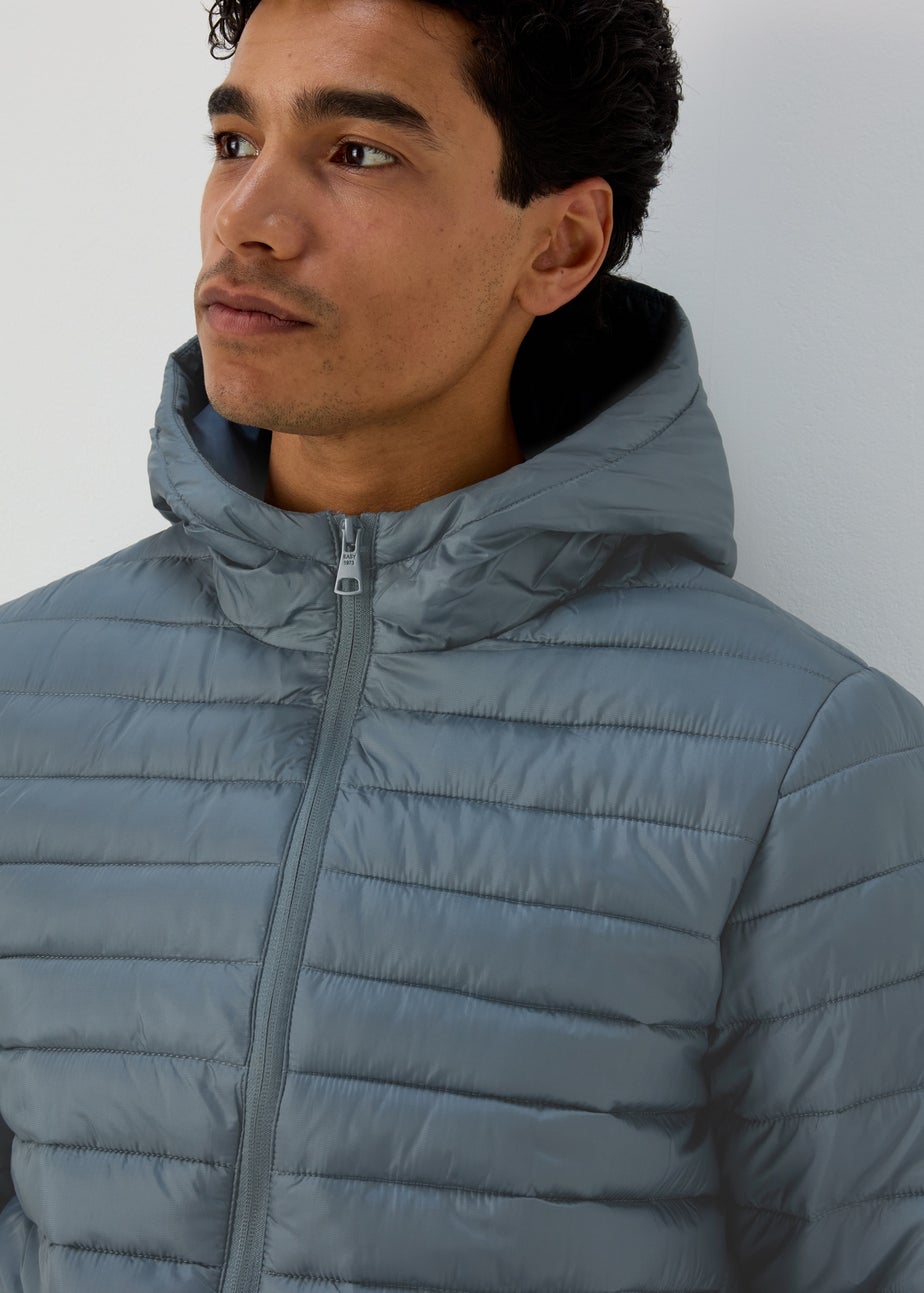 Blue Hooded Puffer Coat