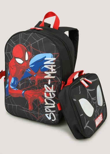 Kids Black Marvel Spider-Man School Backpack & Lunch Bag Set