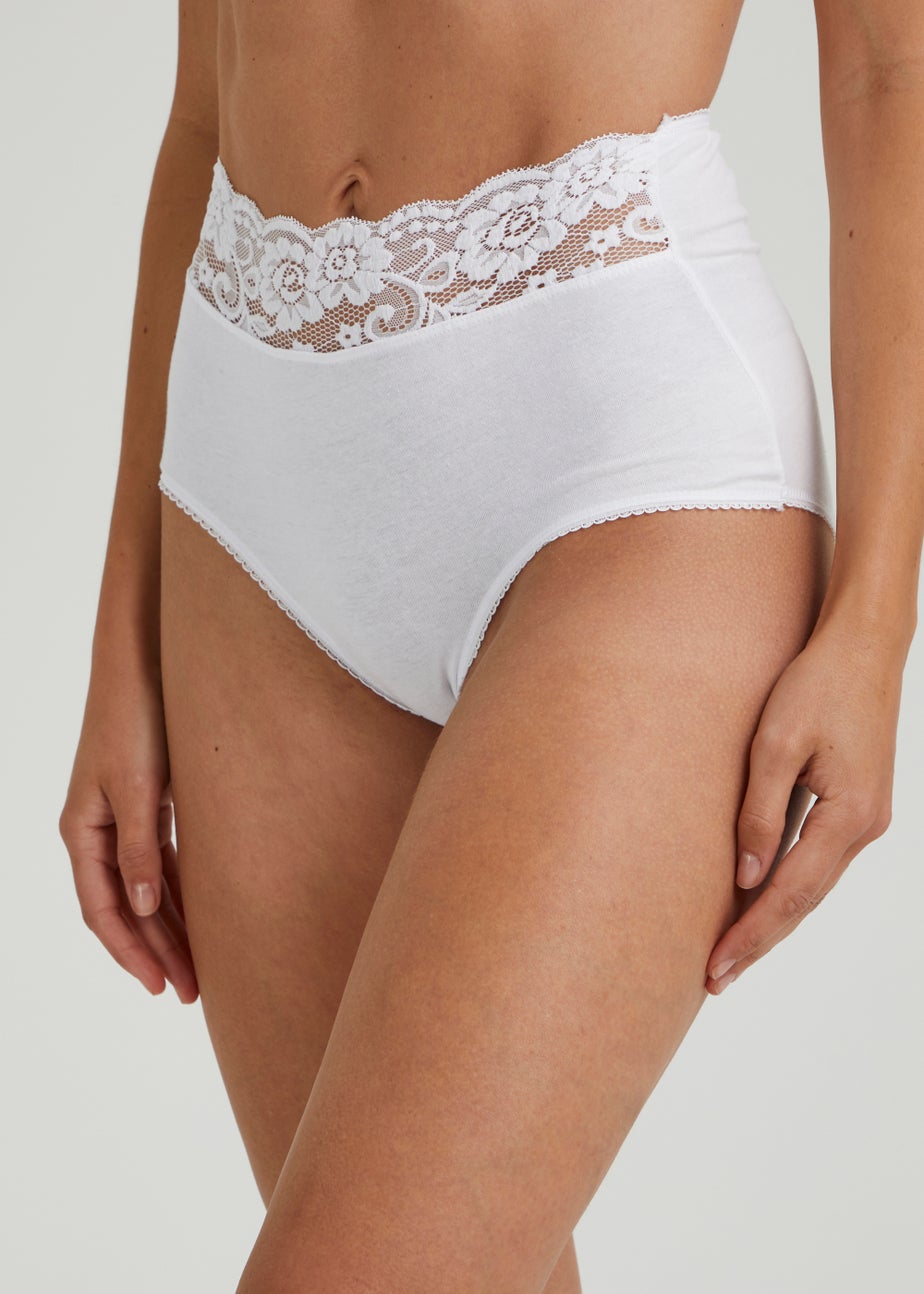 4 Pack Black & White Lace trim Full Knickers