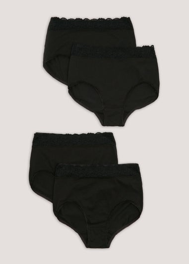 4 Pack Black Lace Trim Full Knickers