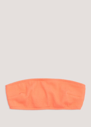 Coral Crinkle Bandeau Bikini Top