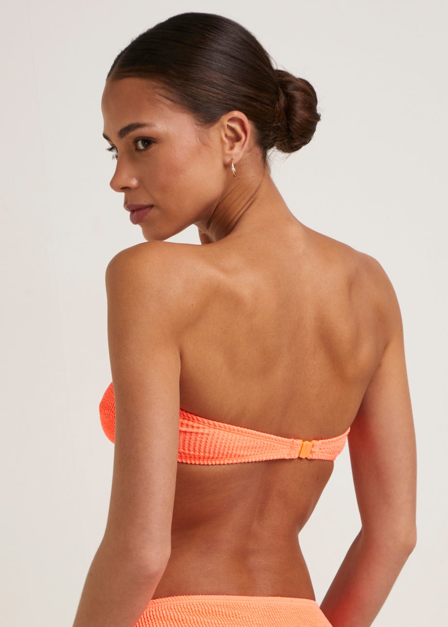 Coral Crinkle Bandeau Bikini Top