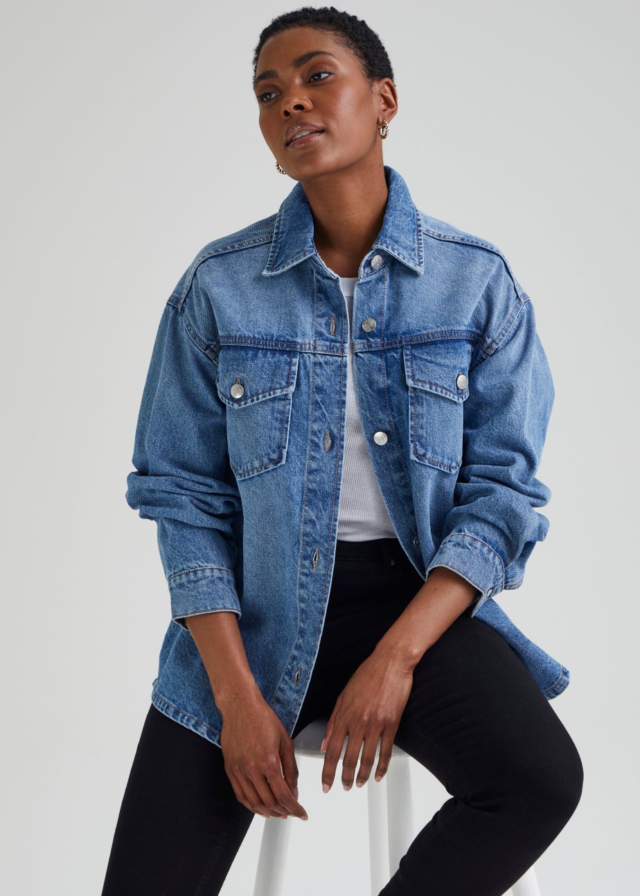 Mid Wash Denim Shacket Matalan