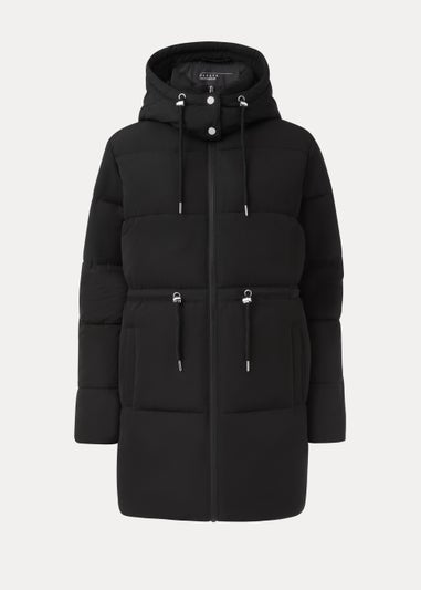 Black Midi Padded Shower Resistant Coat