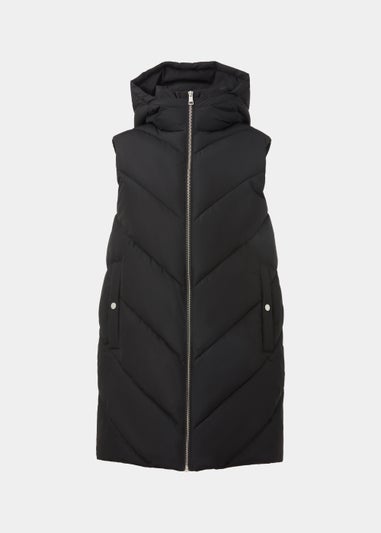 Black Mid Length Padded Shower Resistant Gilet