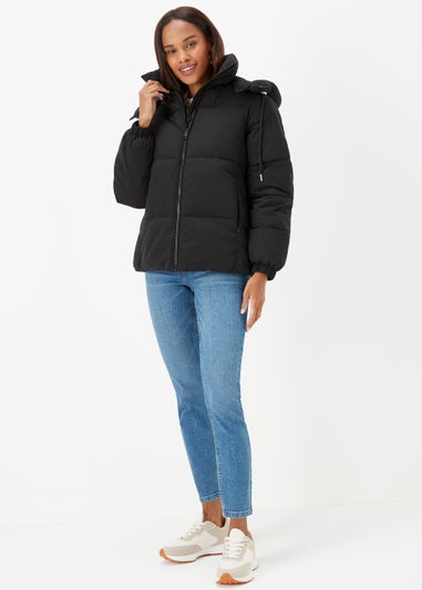 Black Short Padded Shower Resistant Coat