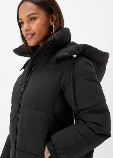 Black Short Padded Shower Resistant Coat