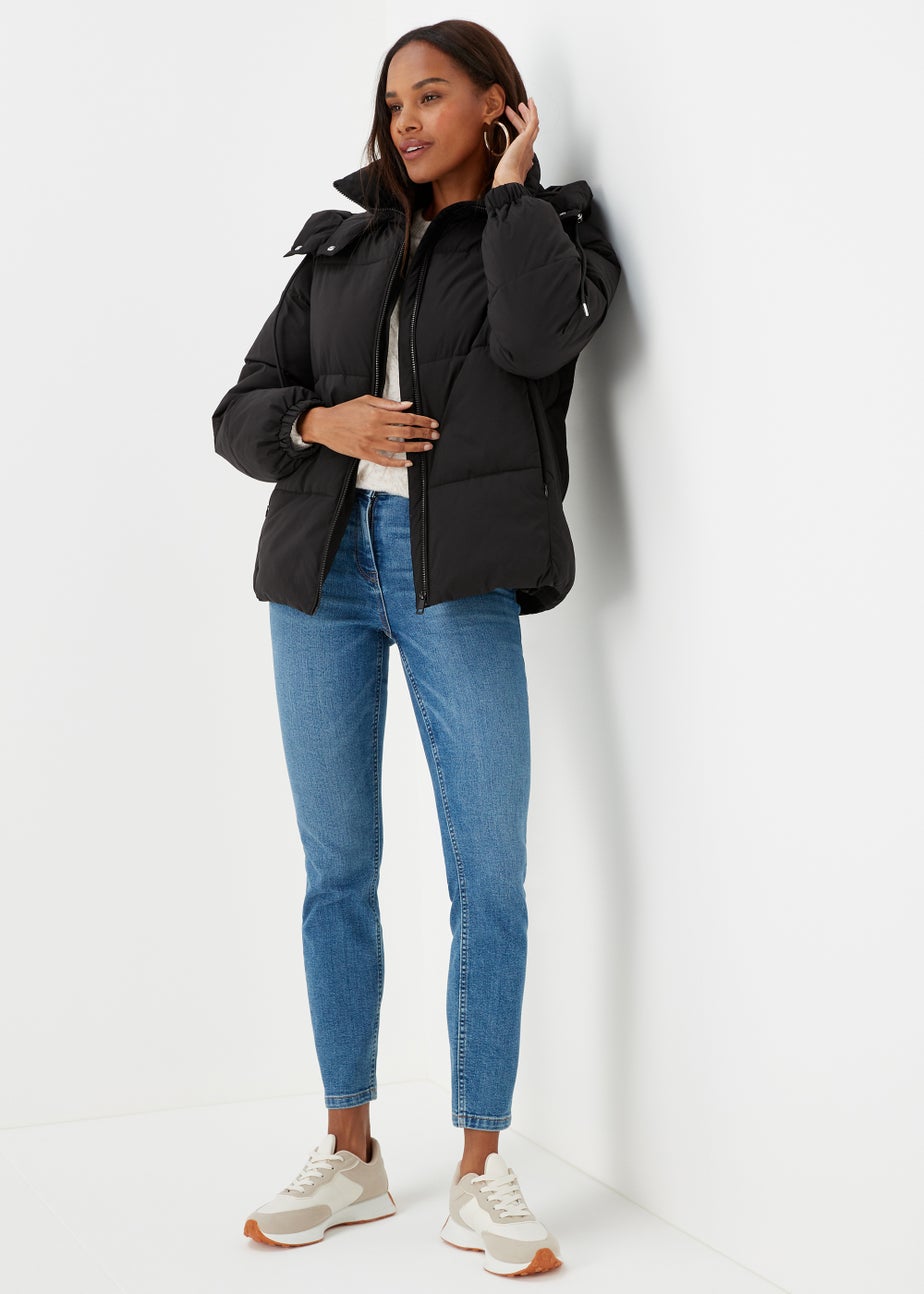 Black Short Padded Shower Resistant Coat